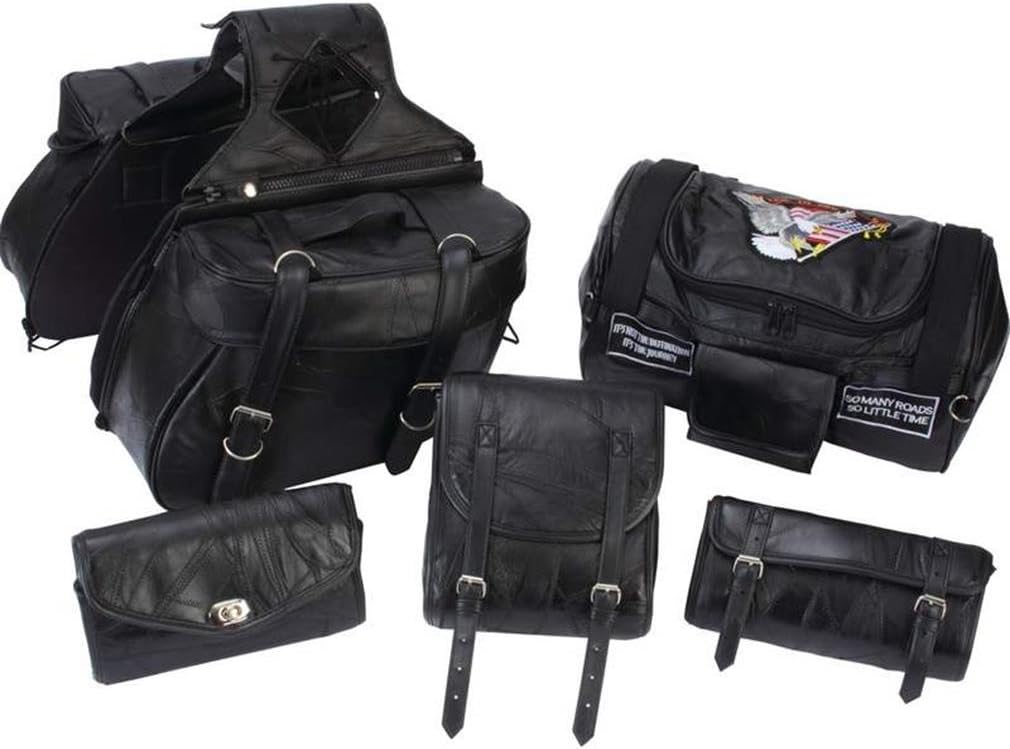 diamond plate buffalo leather saddlebags