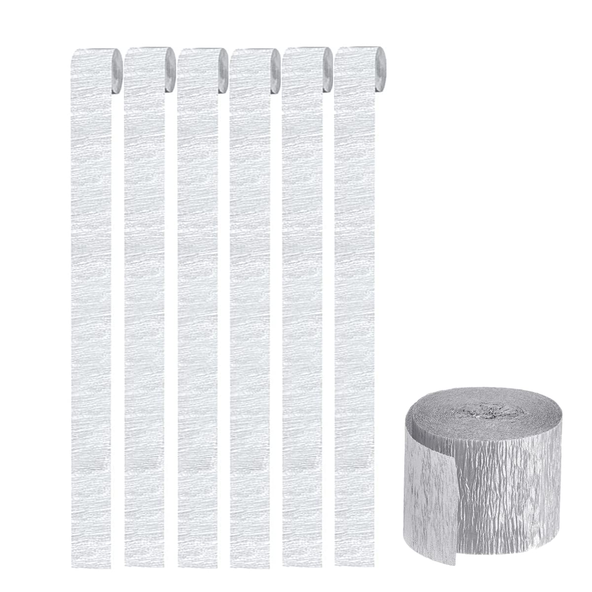 Crepe Paper Craft Streamers Hanging Crepe Paper Streamers Crepe Paper Roll Streamer Curtain Backdrop Hanging Tassels for Festival Party Decor (Silver)