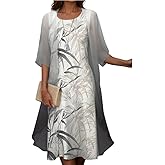 Wedding Guest Dresses for Women,Womens Floral Print 2 Piece Set Sping Summer Flowy Irregular Hem Dress with Long Jacket