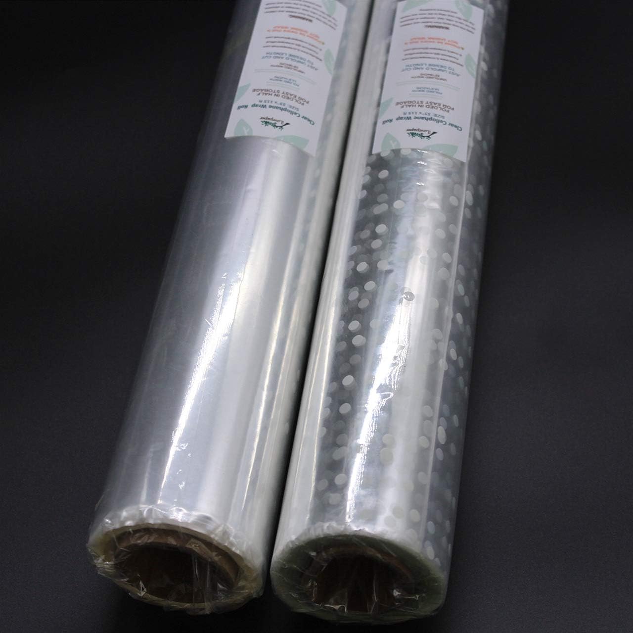 Clear Cellophane Wrap Roll 33'' x 115' Ft, 3 Mil Thick (White Dot) Clear Cellophane Wrapping Paper | Wrap Roll | Cellophane Roll | Cellophane Wrap for Gifts, Baskets, Flowers: Everything Else