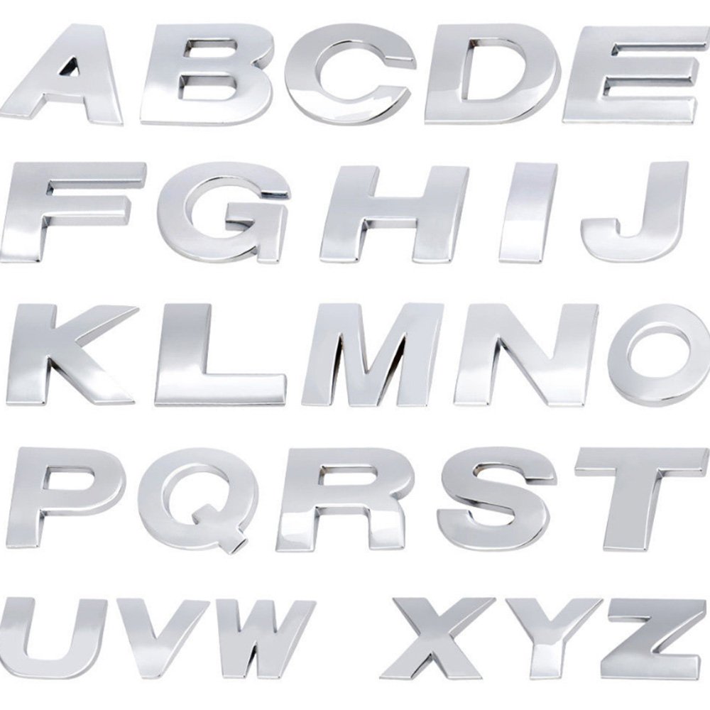 Buy MAXGOODS Set of 26 Alphabet Letters Stickers, Silver Metal Car