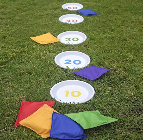Adorox Set of 24 Assorted 5" Nylon Bean Bags Cornhole Primary Colors Carnival Game