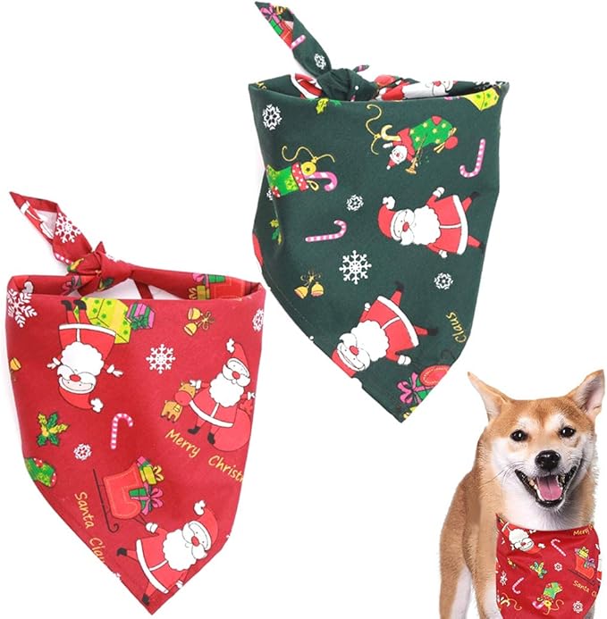Xinlie Santa Claus Bandanas Triangle Bibs Premium Quality Christmas Dog