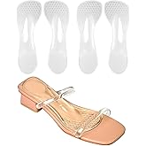 Unribeau 3/4 High Heel Cushion Insoles, Self-Adhesive Arch Support Inserts for Flat Feet and Arch Pain Relief, Gel Shoe Inserts for Sandal, Flats and High Heels (2 Pairs, Transparent, Women's 5-8.5)