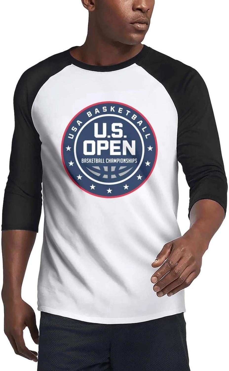 Custom Men's Baseball T Shirts Team-USA-Flag-Banner- Premium Fitness 3/4 Sleeve Tee Shirts