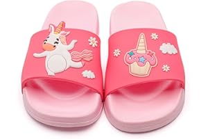 MEMON Toddler Little Kids Dinosaur Beach/Pool/Shower Slides/Anti-Skid Home Bath Slippers/Cute Summer Outdoor Shoes for Girls and Boys
