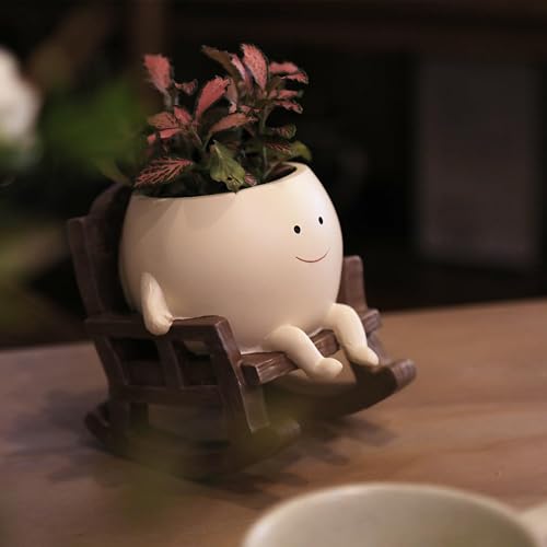 Face Flower Pot Head – Süßer Blumentopf-Kopf Für Sukkulenten (schwarz, 14,5x12,5x13,5 Cm)