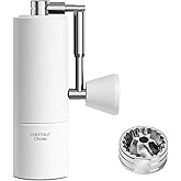 TIMEMORE Chestnut C3S Pro Manual Coffee Grinder, Stainless Steel S2C Conical Burr Coffee Grinder, Hand Coffee Grinder with Foldable Handle, Adjustable Grind Setting for Travel/Camping/Home, White