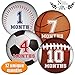 1-12 Months Sports Baby Monthly Stickers, Newborn First Year Age & Growth Tracking Stickers, Month by Month Photo Props Infant Onesie Sticker Set 12, Shower Registry Gift & Scrapbook Photo Keepsake