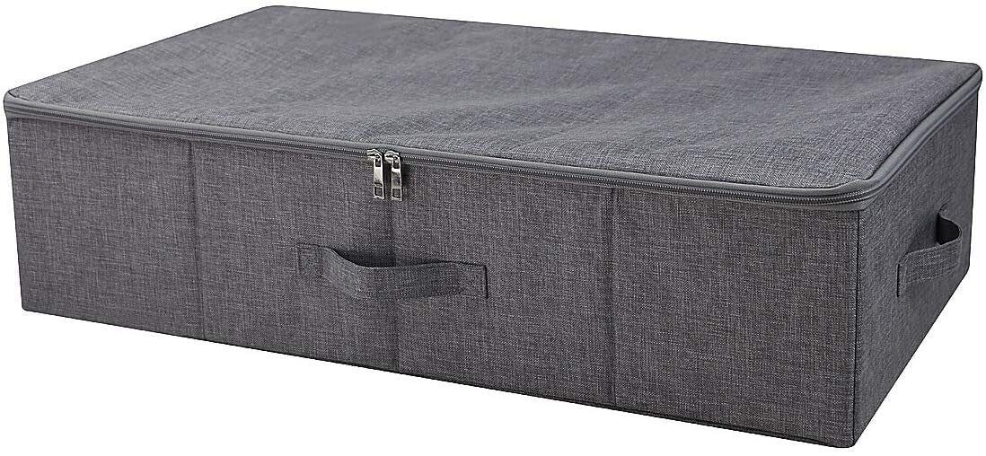iwill CREATE PRO Collapsible Black Gray Linen Plastic Storage Box with Zipper Lid, 70*40*18cm