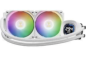 GAMDIAS Aura GL240 Digital ARGB Liquid CPU Cooler, 240mm AIO w/Digital Display, Customizable via Software, 2X 120mm ARGB Fans