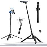 ULANZI TT88 Magnetic Tripod for iPhone 17, 57" Extendable Selfie Stick w Remote, 2-in-1 Phone Clip & Dual Cold Shoe Mounts-Lightweight Phone Tripod Stand for Vlogging, Travel, Video Recording, Black