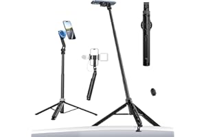 ULANZI TT88 Magnetic Tripod for iPhone 17, 57" Extendable Selfie Stick w Remote, 2-in-1 Phone Clip & Dual Cold Shoe Mounts-Lightweight Phone Tripod Stand for Vlogging, Travel, Video Recording, Black