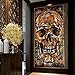Large Canvas Wall Art Sugar Skull Feature Painting,Day of The Dead Contemporary Pictures Abstract Artwork Crossbones Framed Decor for Living Room 3 Panel Stretched Ready to Hang (28''Wx60''H)
