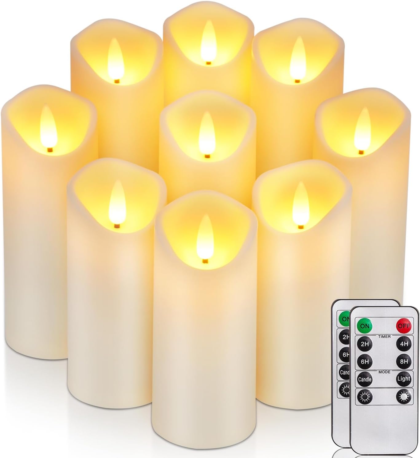 Lighting - Homemory Flameless Candles, LED Candles, Battery Operated Candles with Remote Timers, Electric Fake Candles, Made of Frosted Plastic, Won't Melt, Ivory, Set of 9