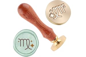Virgo Wax Seal Stamp Sealing Wax Stamps Removable Brass Seal Stamp with Wood Handle for Envelopes Photo Album Postcard Decor 