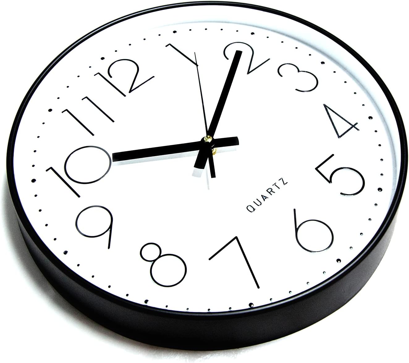 WJIEH Wall Clock Battery Operated,12 Inch Wall Clocks Quality Quartz Round Easy to Read,Non Ticking Modern Wall Clock for Home Office Classroom School(Black): Kitchen & Dining