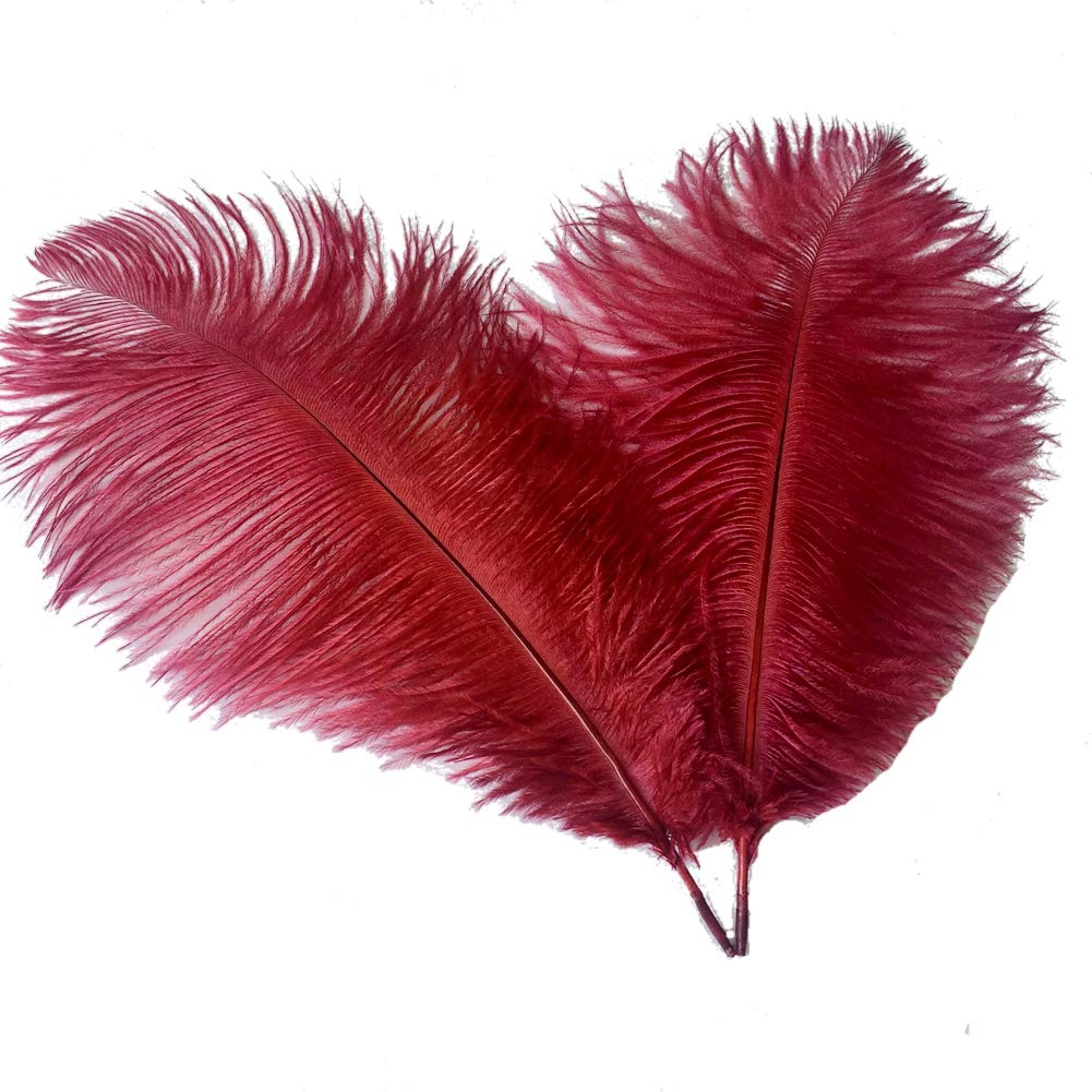 Sowder 14-16inch(35-40cm) Ostrich Feathers Plume for Wedding Centerpieces Home Decoration Pack of 10pcs(burgundy) — image 1