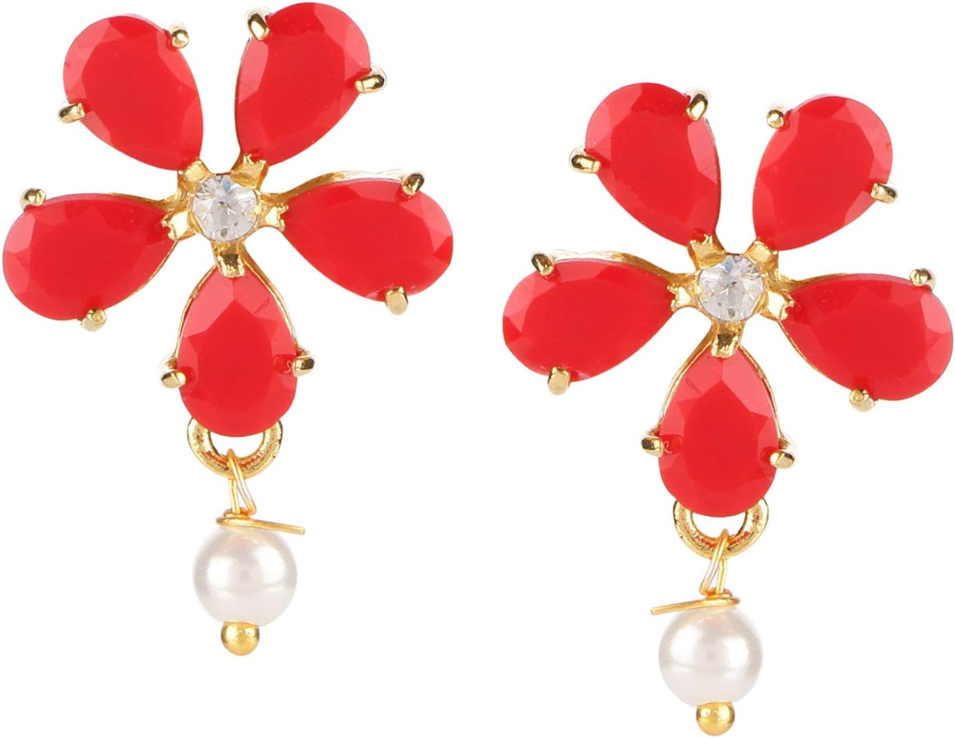 Archi Collection Stylish Ethnic Trendy Fancy Party Wear Gold Plated Black Cubic Zirconia Pearl Drop Stud Earrings Jewellery Set