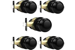 Probrico Passage Interior Door Knobs Hall and Closet Door Handle Keyless Black Lockset Stainless Steel 5 Pack