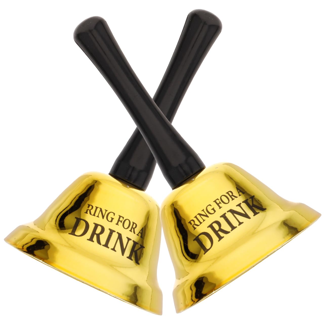 ibasenice 2Pcs Hand Bell Set for Bachelor Party Bar and Restaurant Use - Retro Style Metal Service Bell with Comfortable Grip Ring for a Drink Desktop Call