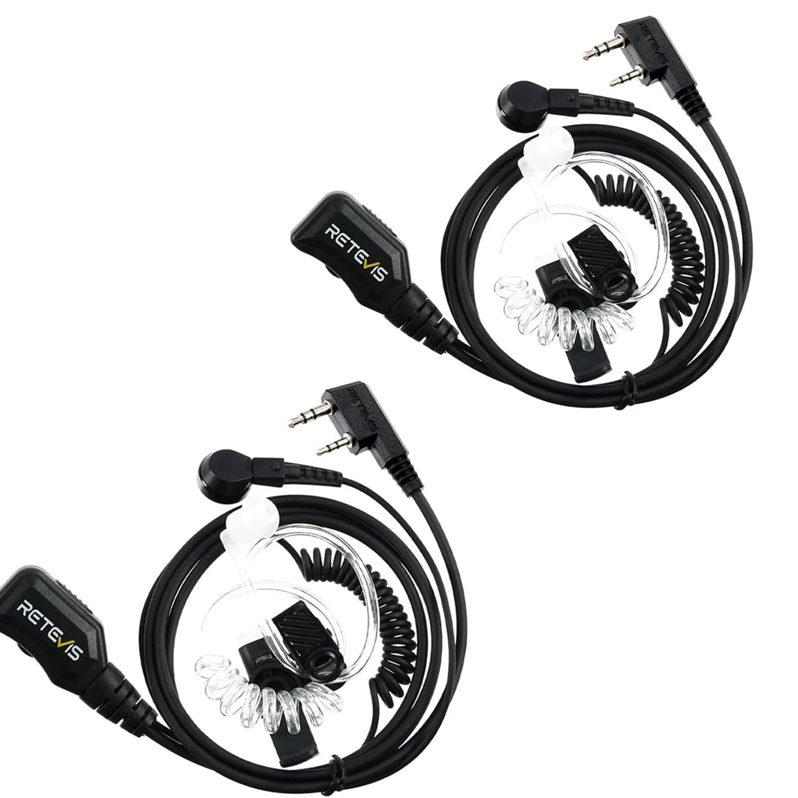 Retevis Walkie Talkie Earpiece, 2 Pin Radio Headset, Covert Acoustic Tube Security Earpiece Compatible with Kenwood Two Way Radio RT24 RT27 RT617 (2pcs)