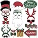 Real Glitter Christmas Photo Booth Props Kit - Large Size, No DIY Required, 21Pcs - Funny Christmas Party Supplies