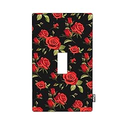 Pznen Black Red Rose Single Toggle Light Switch