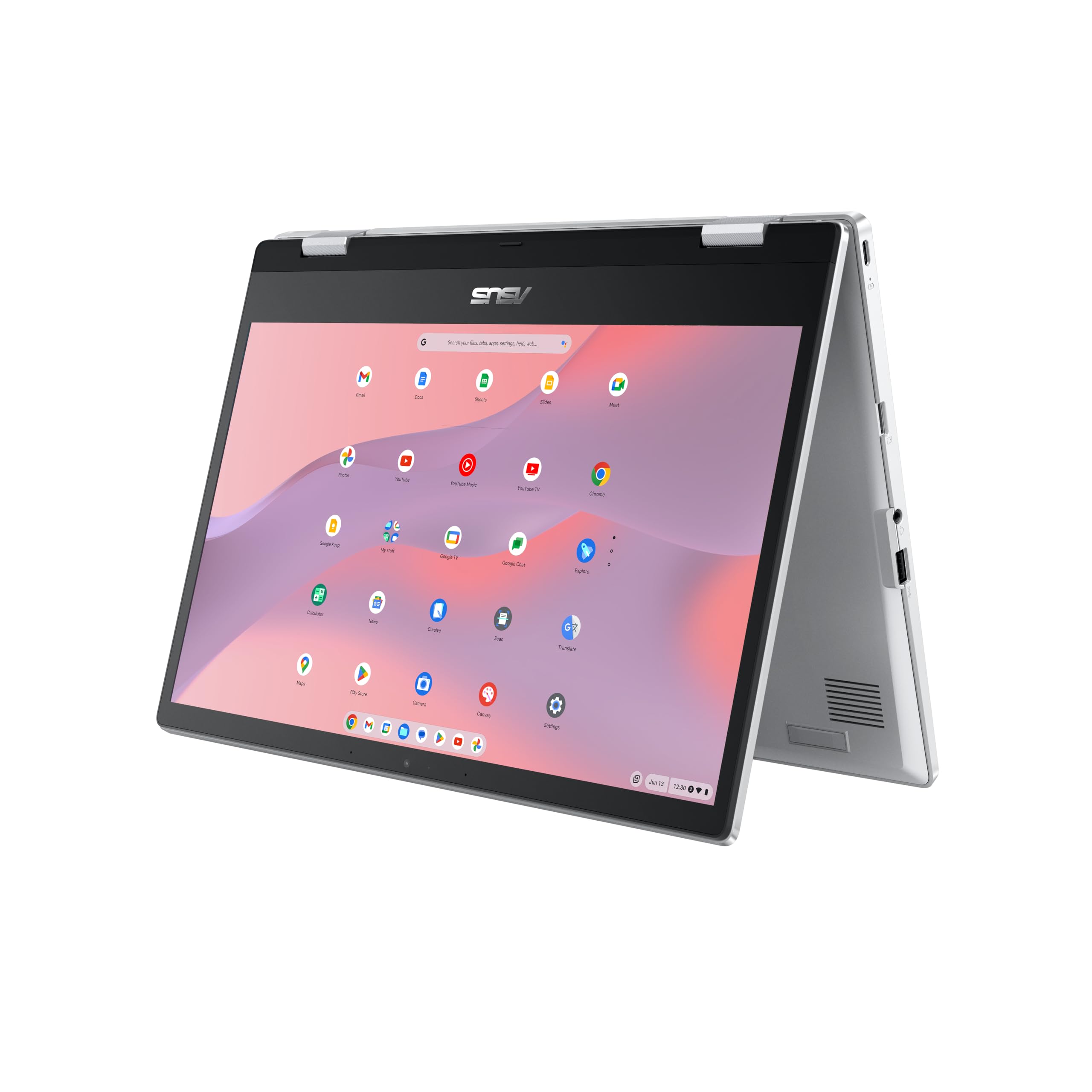 Photo 1 of ASUS Chromebook Flip CX1 Convertible Laptop, 14" FHD NanoEdge 360-degree Touchscreen, Intel Celeron N4500 Processor, 128GB eMMC Storage, 8GB RAM, ChromeOS, Transparent Silver, CX1400FKA-AS88FT