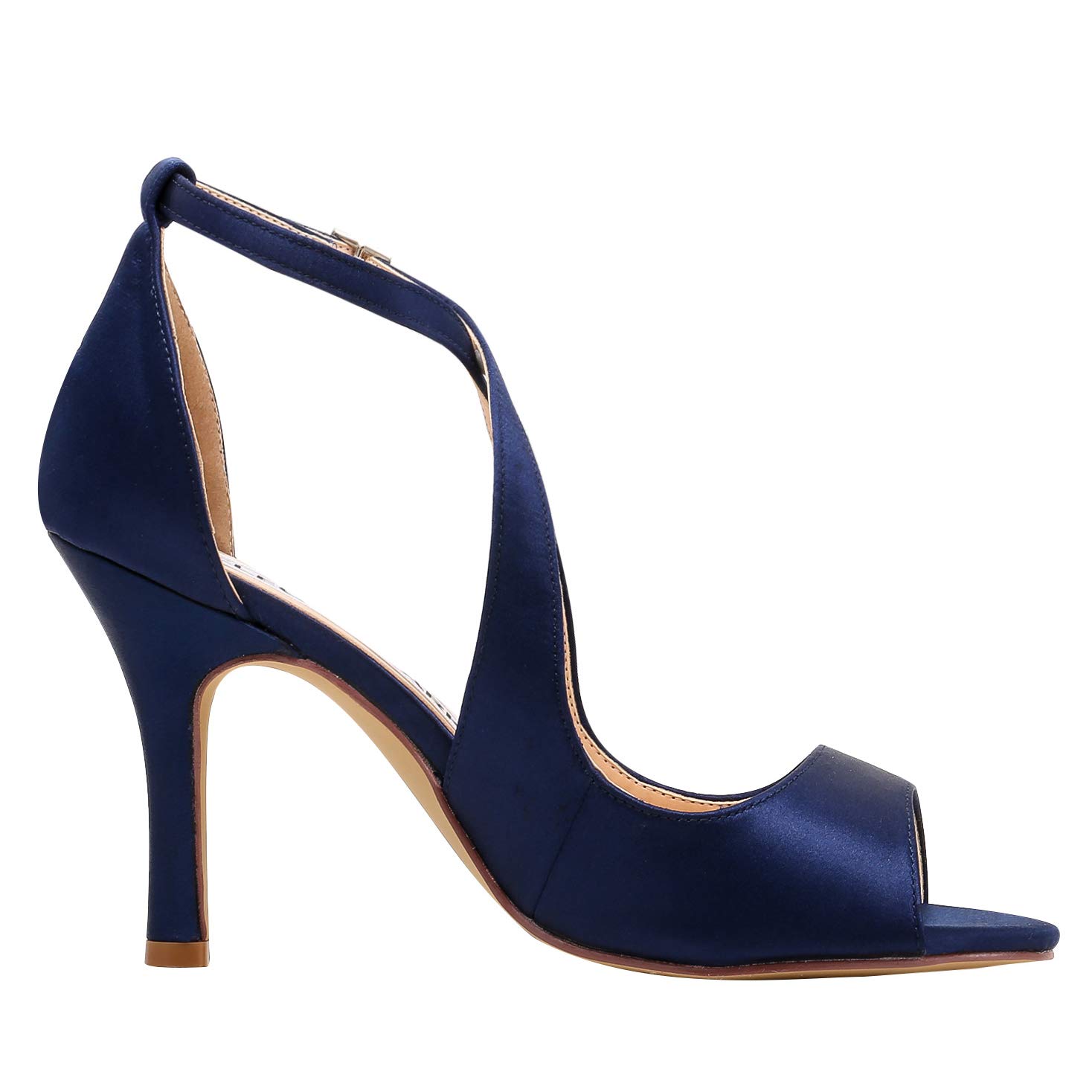 ELEGANTPARK Women Peep Toe High Heel Sandals Cross Strappy Wedding Evening Dress Shoes Buckle Stain - Image 4