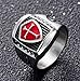 GRHOSE Men's Stainless Steel Ring Knight ring Templar Ring biker Crusader Cross masonic Red Size 10