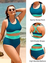 Aqua Eve Plus Size Two Piece High Waisted Bikini