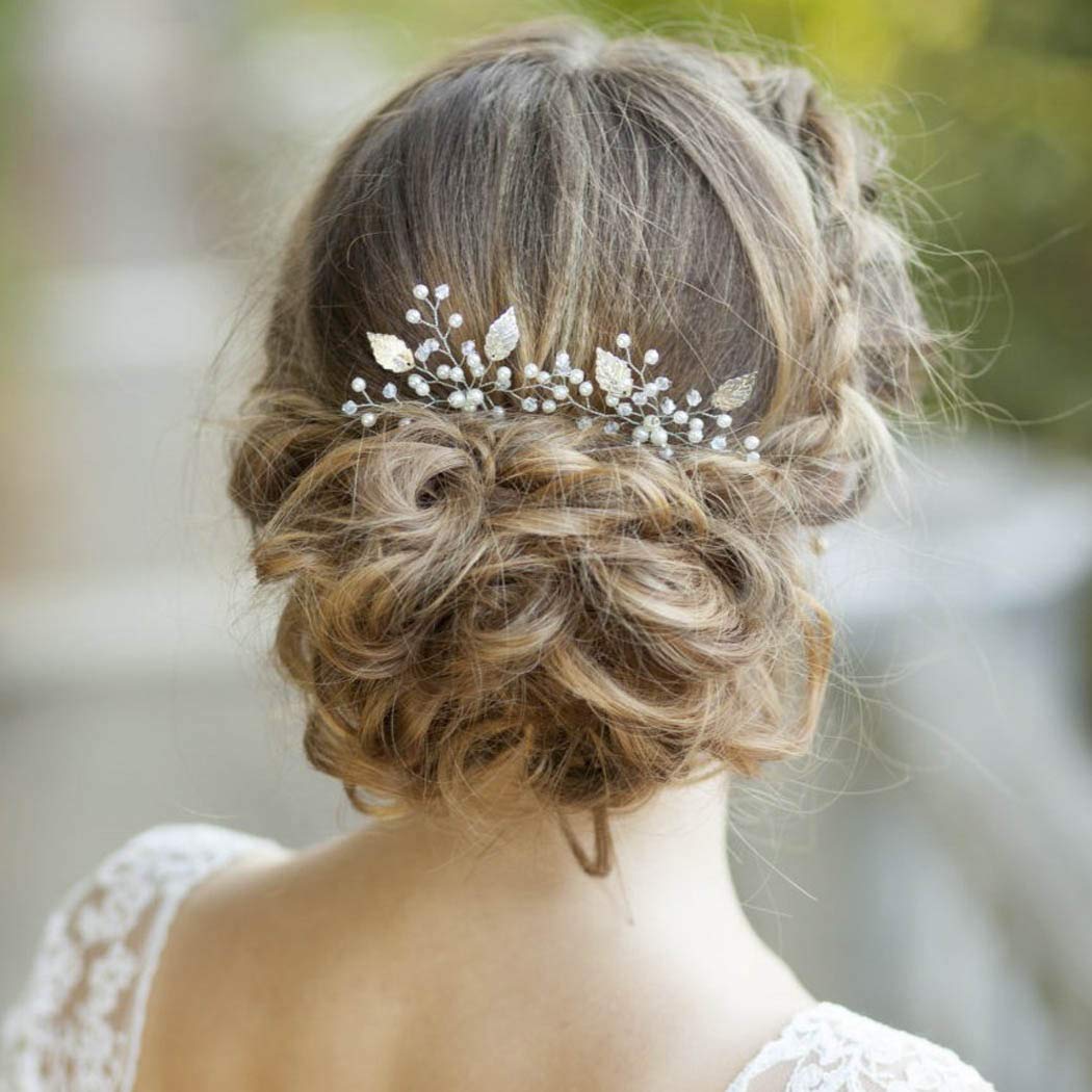 Galleon Yean Silver Bridal Hair Pins Bride Wedding Pearl Leaf