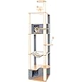 Ascentials - Grand Suite Cat Scratcher Playground - Tall Cat Tower Playground Structure, Sisal Scratching Areas, Grey Felt, Bamboo Veneer w/Linen & Velvet Surface Areas