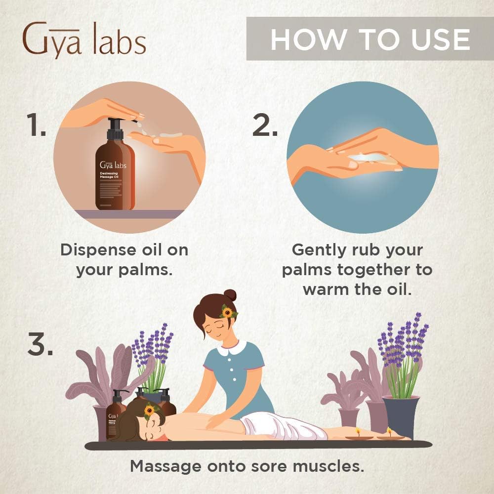 Gya Labs Calming Massage Oil for Serene Sleep & Ache Free Days-Lavender, Chamomile & Organic Argan Infused Body Oil for Hydrated Skin-100% Pure & Natural Massage Lotion for Massage Therapy-6.76 fl.oz: Health & Personal Care