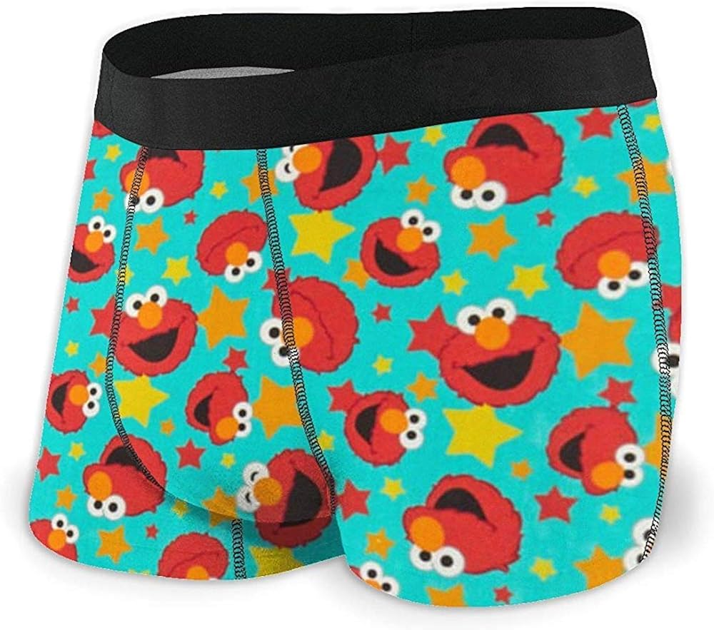 Underwear Exclusive Sesame Street Digital Tossed Elmo Faces Aqua Fabric Underwear Men's Boxer