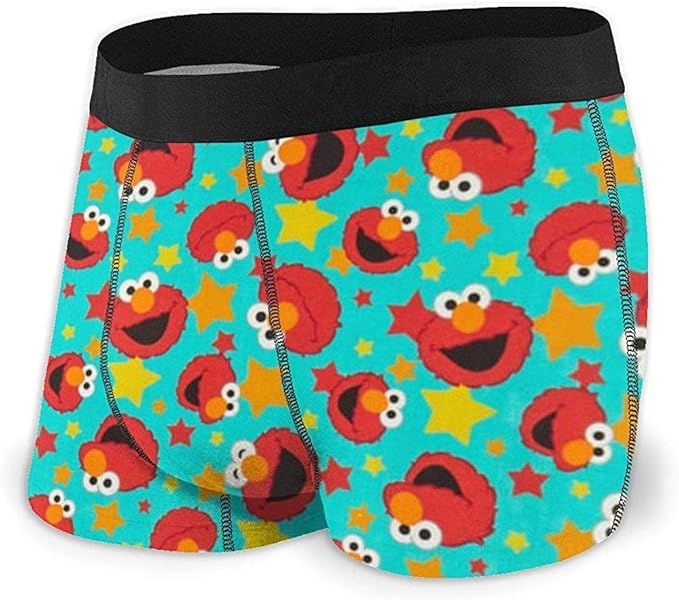 Underwear Exclusive Sesame Street Digital Tossed Elmo Faces Aqua Fabric