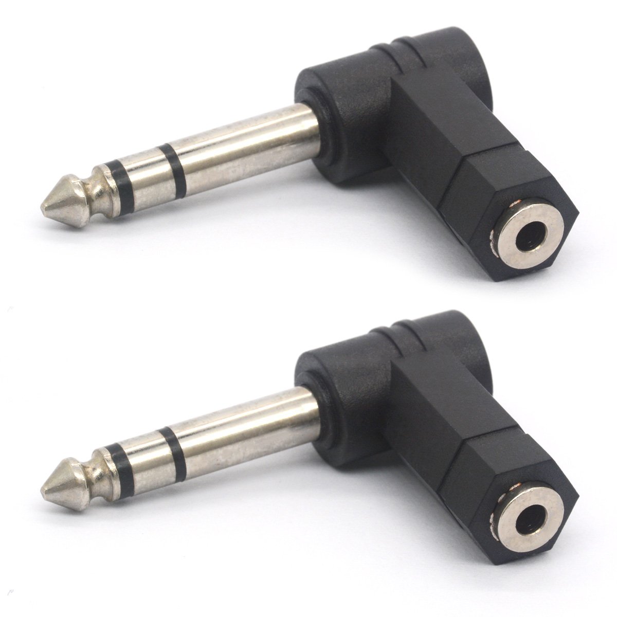 Tomost Right Angled 3.5 to 6.35 Audio Adapter, 90 Degree 6.35mm 1/4 inch Stereo Jack Plug to 3.5mm Stereo Socket Adaptor