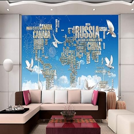 Amazon Co Jp Wuyyii 壁紙3 D地中海ヨーロッパ風青空鳩地図タンポポテレビ背景壁壁画リビングルーム寝室壁紙 150x1cm Diy 工具 ガーデン