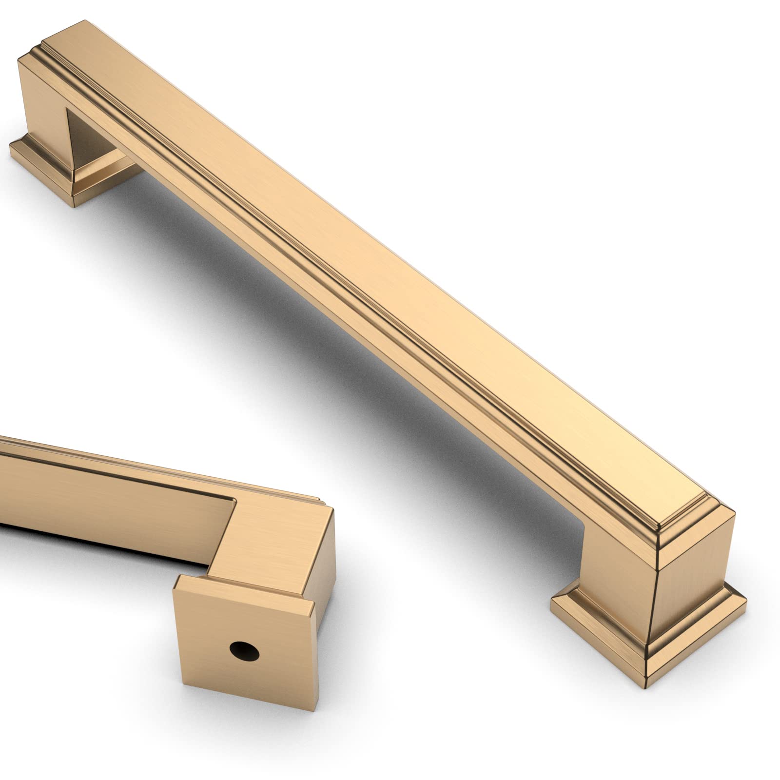9BUILD 10 Pack 128mm Champagne Bronze Cabinet Pulls Handles for Kitchen Cupboard, Drawer, Wardrobe Door - Zinc Alloy Gold
