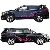 Car Body Decals Carved Hollow Flower Butterfly Decorative Stickers Anti-Scratch for Cars, Vans, SUVs, Trucks,Set of 3 pcs (Rose Color)