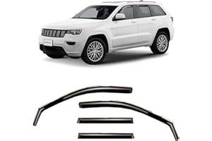 CLIM ART in-Channel Incredibly Durable Rain Guards for Jeep Grand Cherokee 2011-2021, Original Window Deflectors, Vent Deflector, Vent Window Visors, Dark Smoke Car Accessories, 4 pcs - 611032LPf