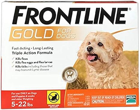 Amazon Com Frontline Gold For Dogs 5 22 Lbs Orange 6 Month Pet Supplies