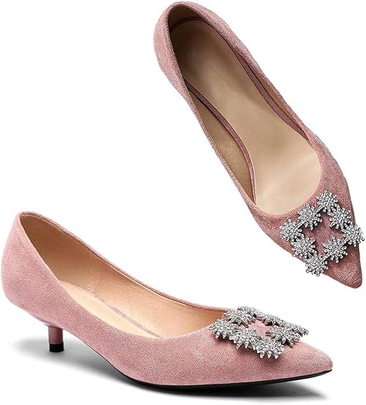 Amazon Co Jp レディース低ヒールは 快適子猫ヒール結婚式の靴作業靴スエード ストラススピッツのサンダルパンプス 服 ファッション小物