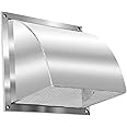 MYOYAY 8 inch 304 Stainless Steel Exhaust Hood Vent Cap Outdoor Wall Vent Cover Outlet Exhaust Vent Duct Cover with Mesh Screen