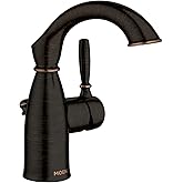Moen Sarona Mediterranean Bronze One-Handle Single Hole Rustic Farmhouse Bathroom Sink Faucet with Optional Deckplate, 84144BRB