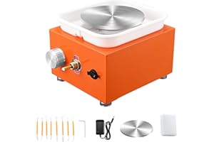 NantFun Mini Pottery Wheel Machine, 6.5cm 10cm Double Turntables Detachable Basin Forming Machine Adjustable Speed Electric Ceramic Wheel with Clay Tools for Adults Beginners (Orange)