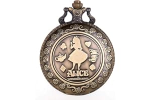 TIONG Nostalgia Movie Theme Design Alloy Quartz Pocket Watch with Necklace Chain