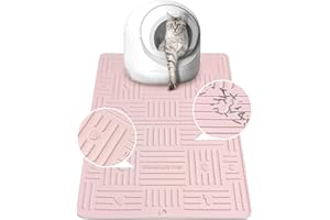 GENTLEDOG Silicone Cat Litter Mat Litter Trapping Mat, Cute Waterproof Litter Box Mat, Pink Cat Litter Box Mats for Floor, Kitty Litter Mat to Prevent Tracking, Anti-Slip Cat Litter Mats for Indoor Cats
