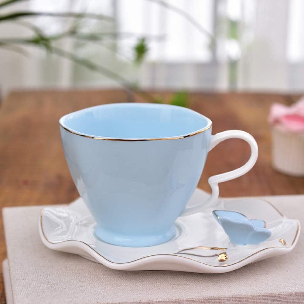ZKGHJOKZ Mug ceramics Butterfly Bird Top Bone China 220Ml Coffee Cup Saucer Free Spoon Ceramic Teacup European Porcelain Tea Cup